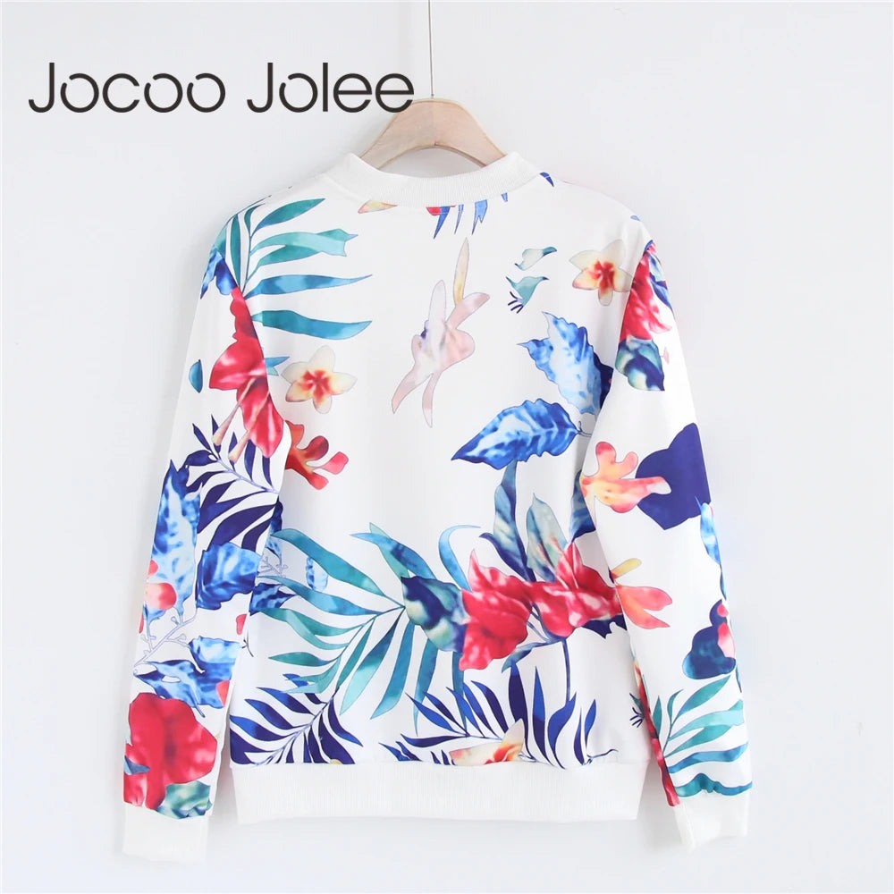 Jocoo Jolee Floral Sprint Fashion Bomber Jacket Women Long Sleeve Basic Coats Casual Thin Slim Windbreaker Outerwear 2018 New