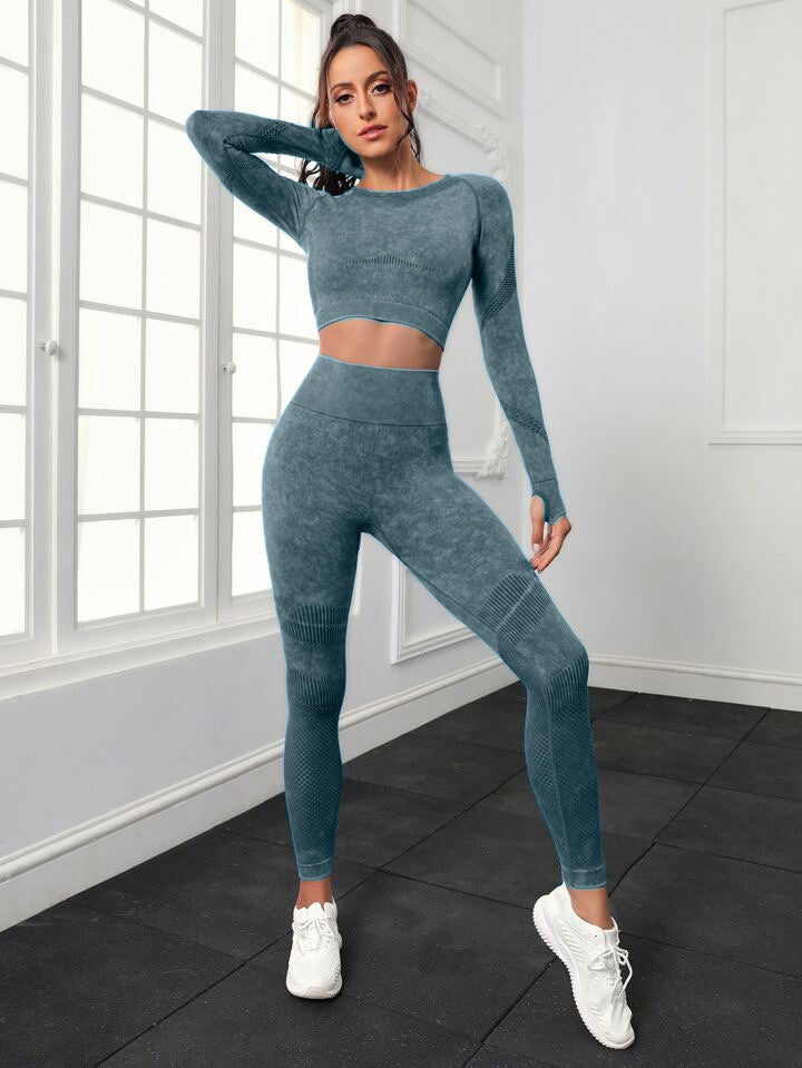 Sports Long Sleeve Fitness Yoga Pants Two-piece Set